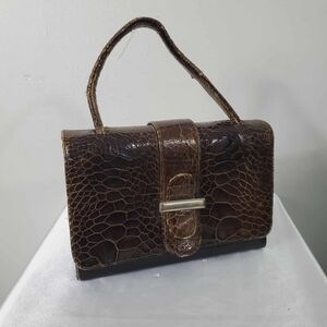 Vintage Coret 1950's-60's Chocolate ALLIGATOR Skin Handbag